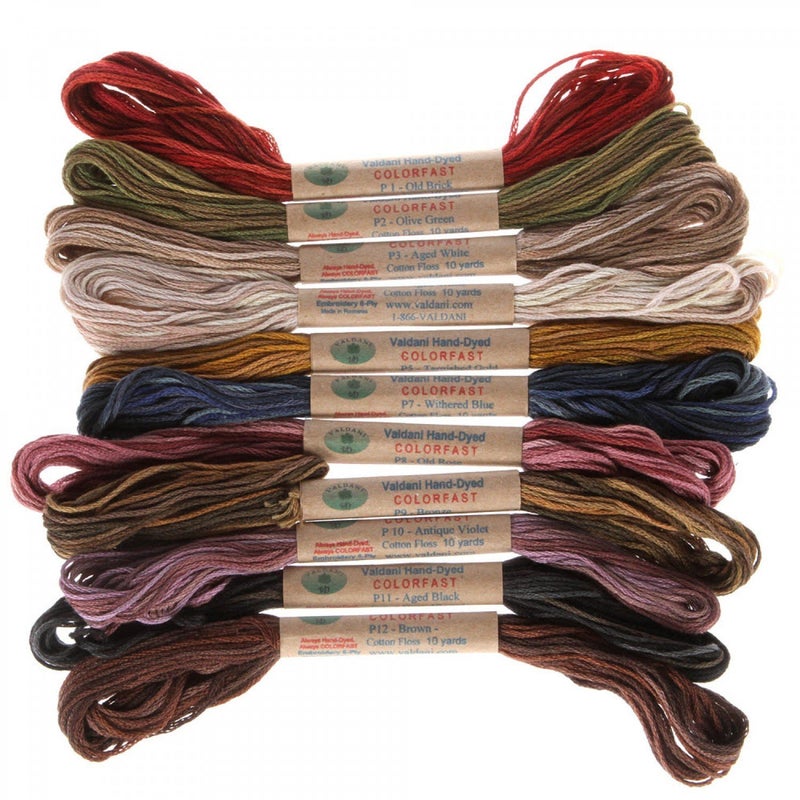 12 Valdani 6 Strand Floss Embroidery Thread Vintage Hues 10 Yd Skeins